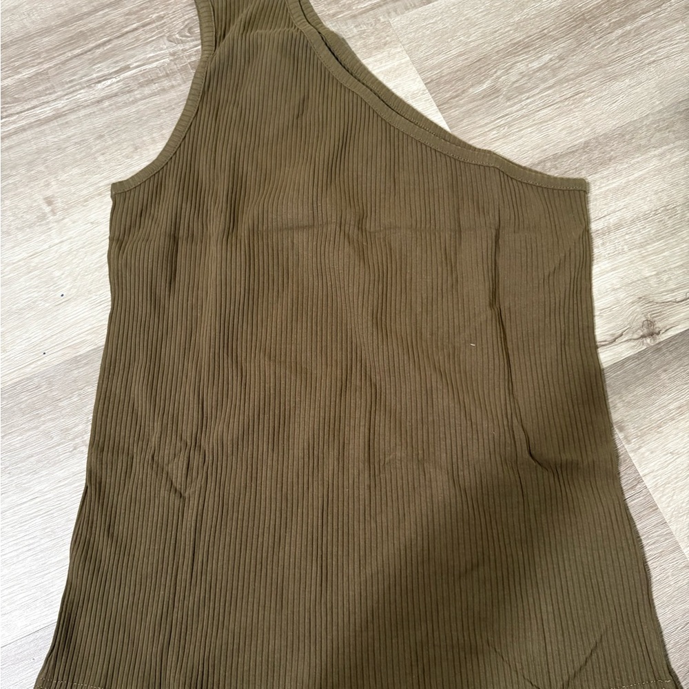 Cameo Olive Green Ribbed Tank Top